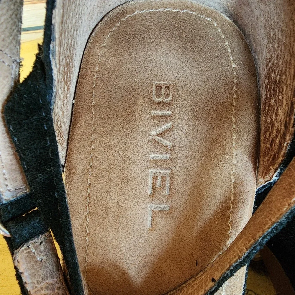 Biviel EU 40 US 9 Black Suede Strappy Platform Wedge Sandals Whimsygoth Classic